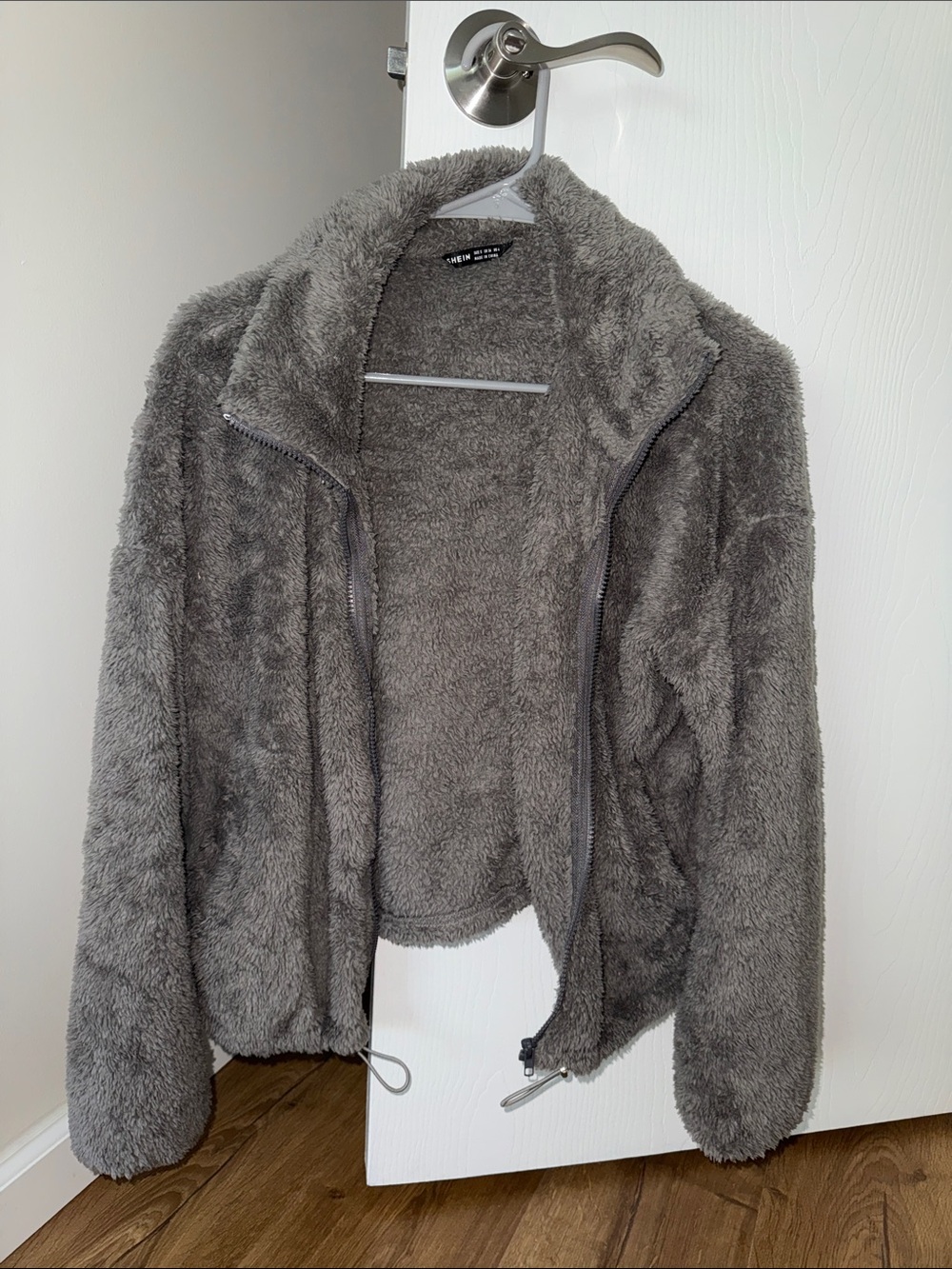 Cozy Plush Zip-Front Jacket in Gray